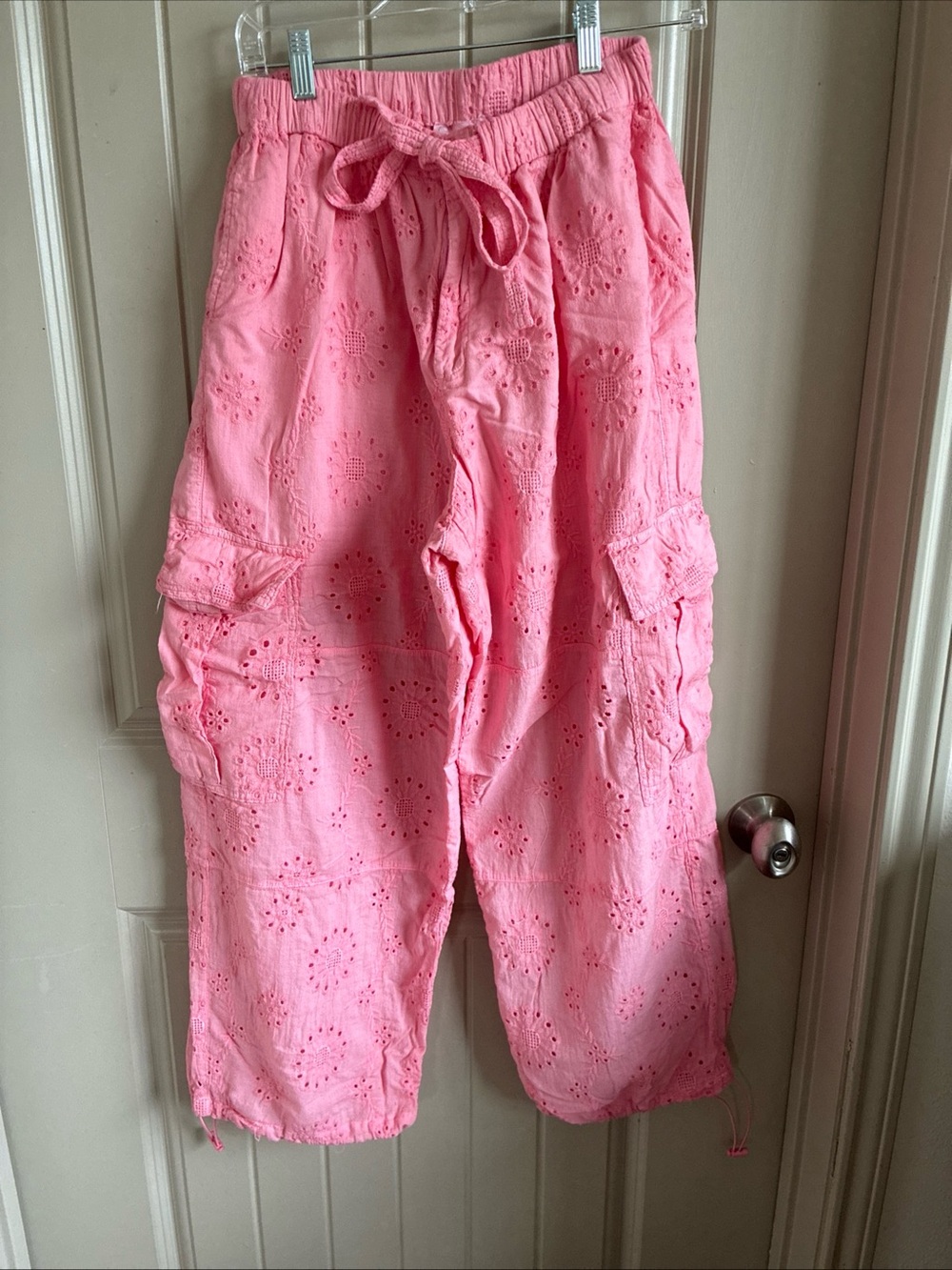 Fantastic Fawn Pink Eyelet Cargo Joggers
